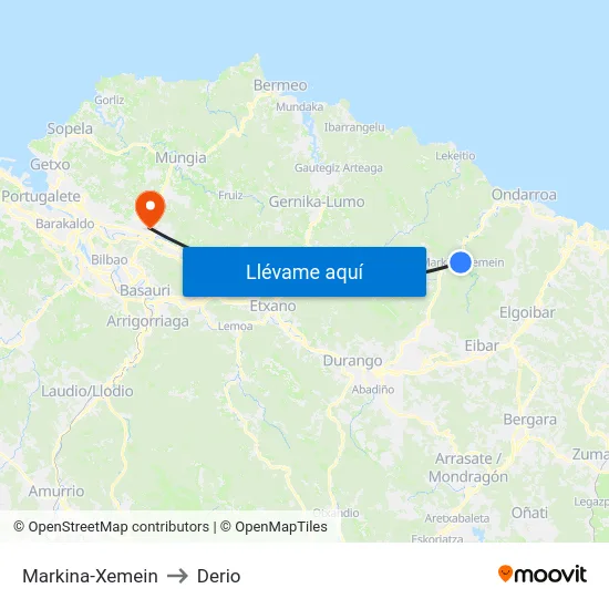 Markina-Xemein to Derio map