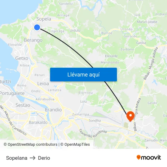 Sopelana to Derio map