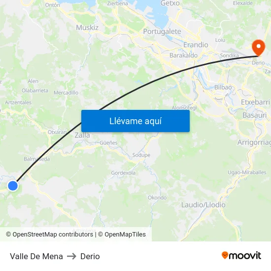 Valle De Mena to Derio map