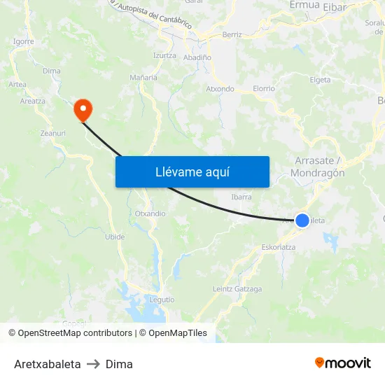 Aretxabaleta to Dima map