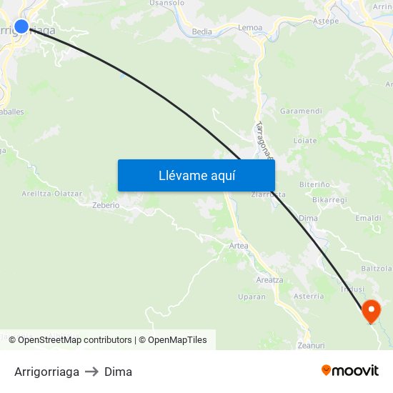 Arrigorriaga to Dima map