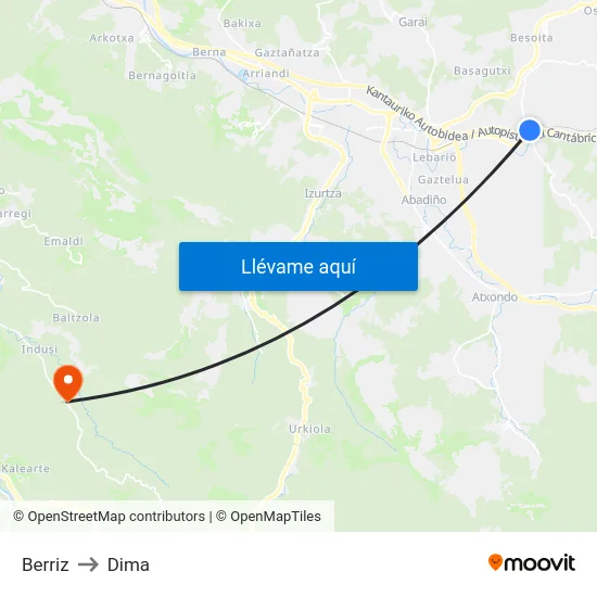 Berriz to Dima map