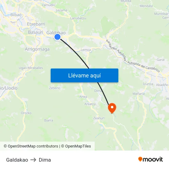 Galdakao to Dima map