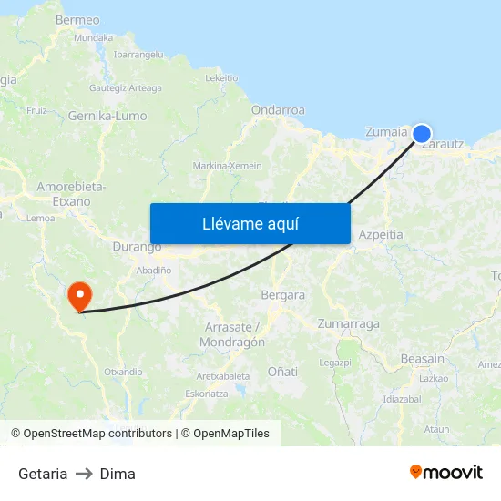 Getaria to Dima map