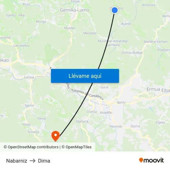 Nabarniz to Dima map