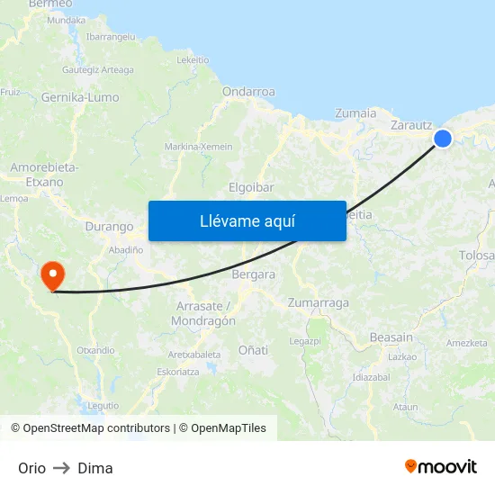 Orio to Dima map
