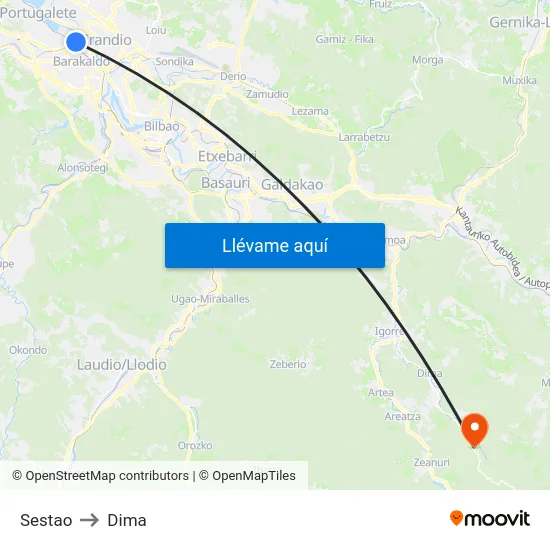 Sestao to Dima map