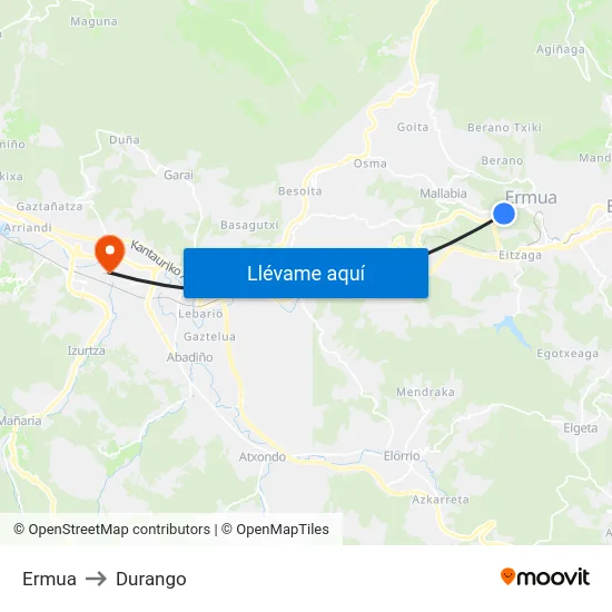 Ermua to Durango map