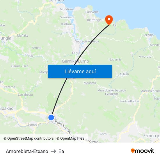 Amorebieta-Etxano to Ea map