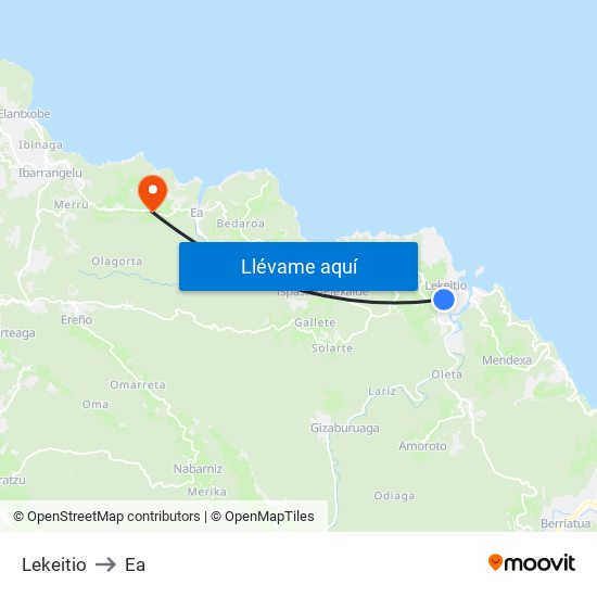 Lekeitio to Ea map