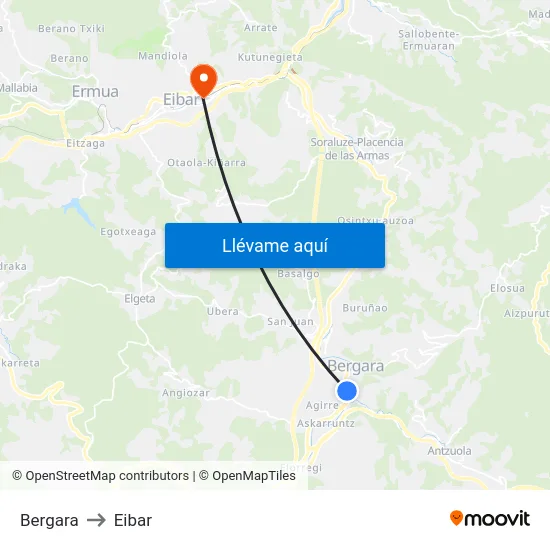 Bergara to Eibar map