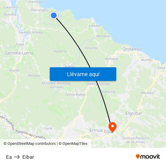 Ea to Eibar map