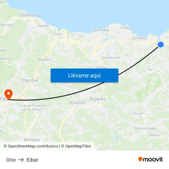 Orio to Eibar map