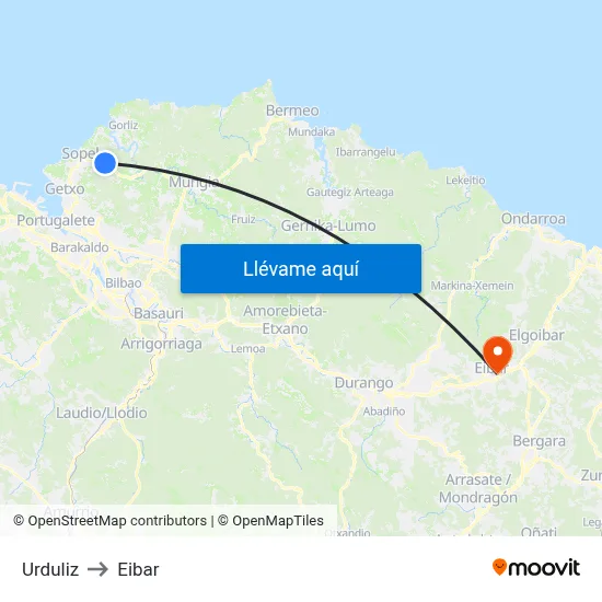 Urduliz to Eibar map