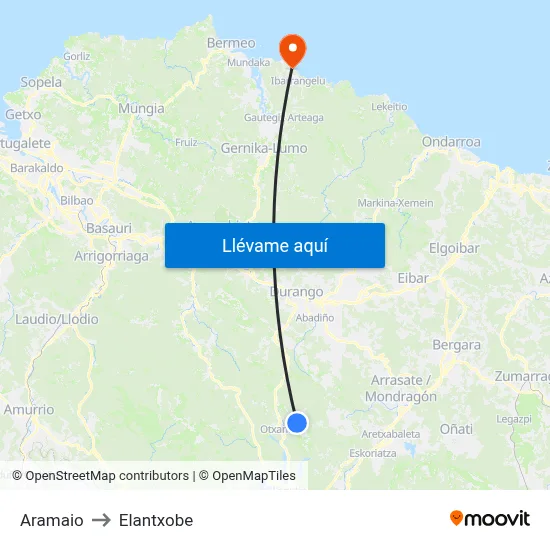 Aramaio to Elantxobe map