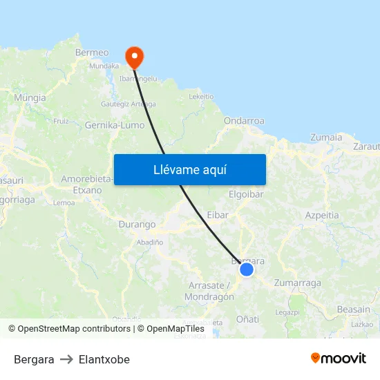 Bergara to Elantxobe map