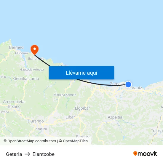 Getaria to Elantxobe map