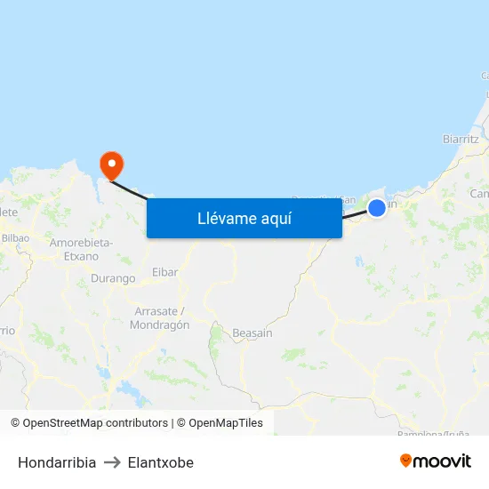Hondarribia to Elantxobe map