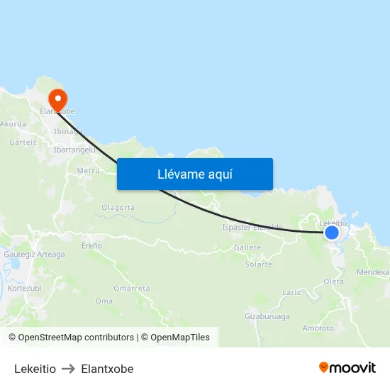 Lekeitio to Elantxobe map