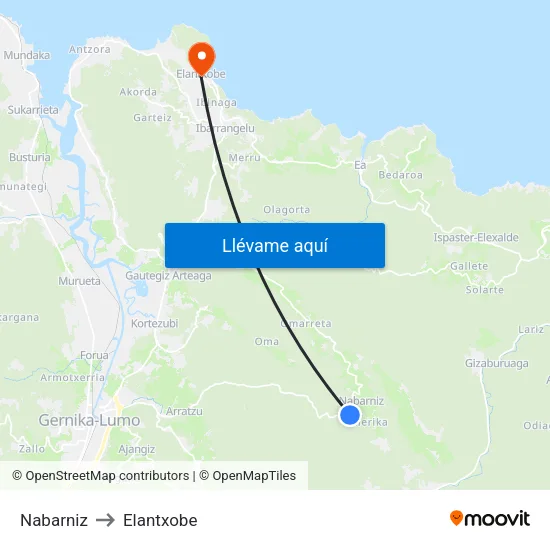 Nabarniz to Elantxobe map