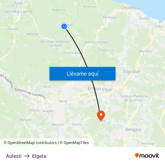 Aulesti to Elgeta map