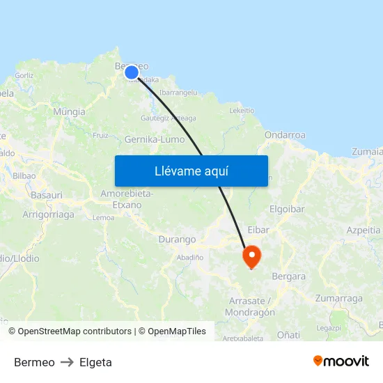 Bermeo to Elgeta map