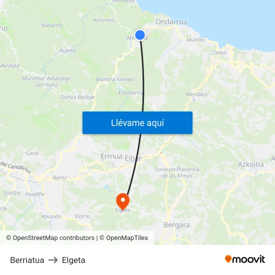 Berriatua to Elgeta map