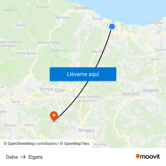 Deba to Elgeta map