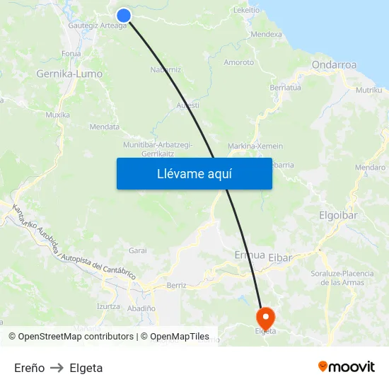 Ereño to Elgeta map