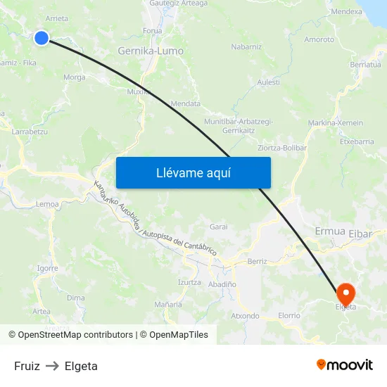 Fruiz to Elgeta map