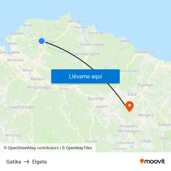 Gatika to Elgeta map