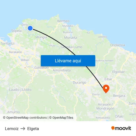 Lemoiz to Elgeta map