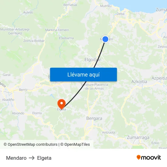 Mendaro to Elgeta map