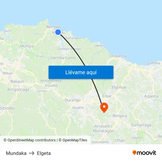 Mundaka to Elgeta map