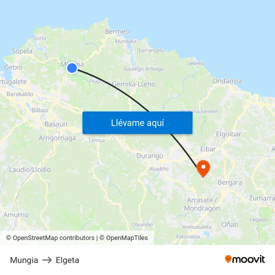 Mungia to Elgeta map