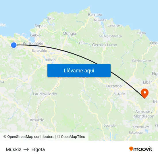 Muskiz to Elgeta map