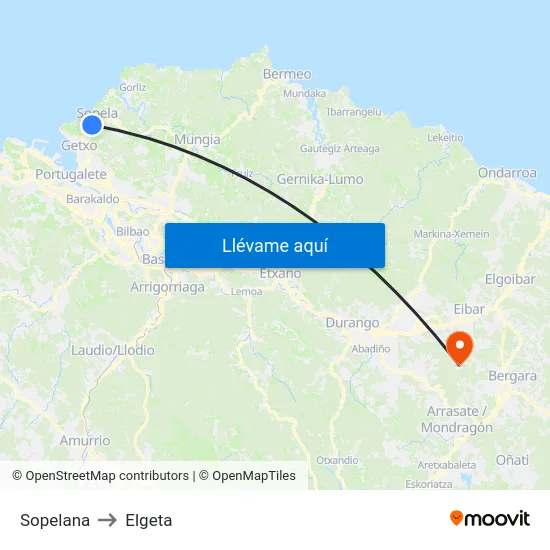 Sopelana to Elgeta map