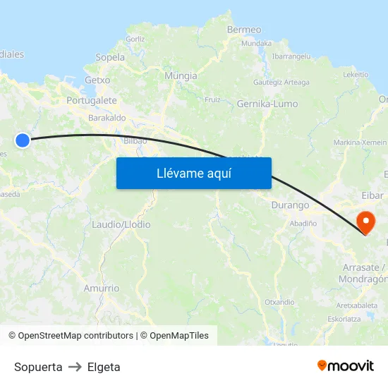 Sopuerta to Elgeta map