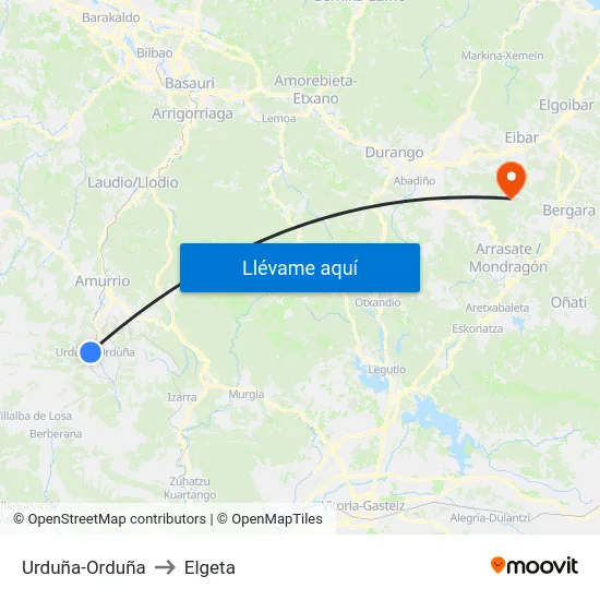 Urduña-Orduña to Elgeta map