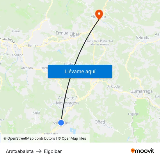 Aretxabaleta to Elgoibar map