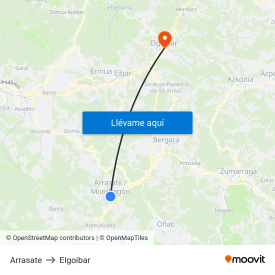 Arrasate to Elgoibar map