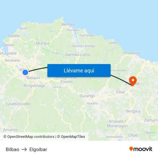 Bilbao to Elgoibar map