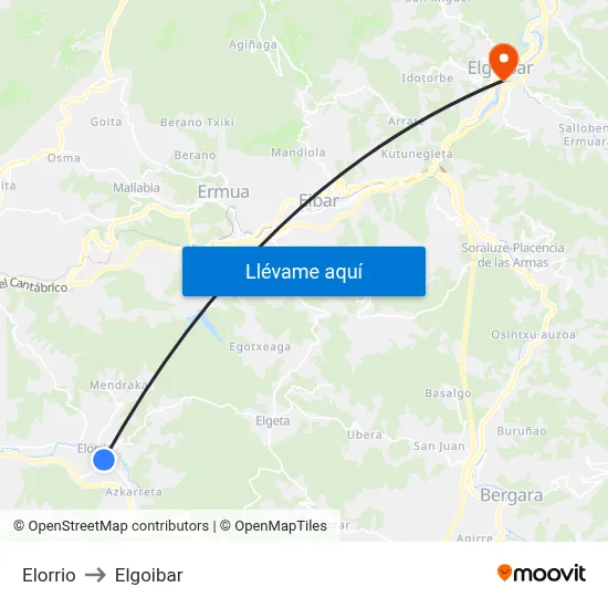 Elorrio to Elgoibar map