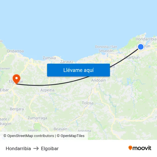 Hondarribia to Elgoibar map