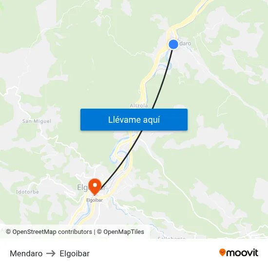 Mendaro to Elgoibar map