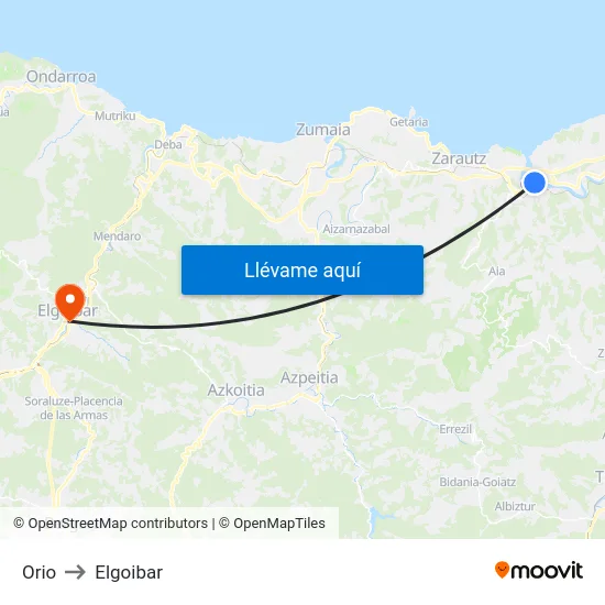 Orio to Elgoibar map