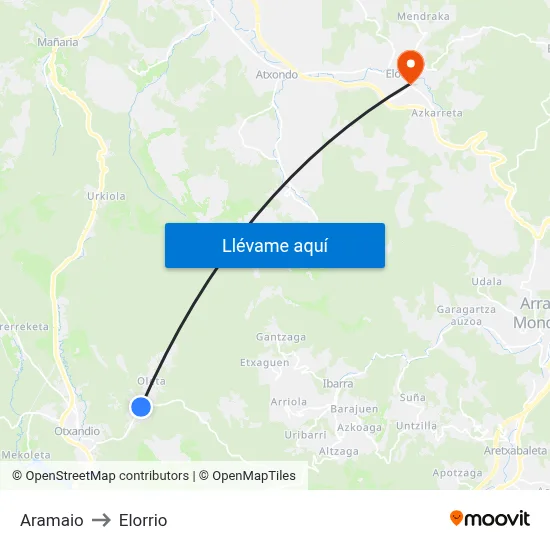 Aramaio to Elorrio map
