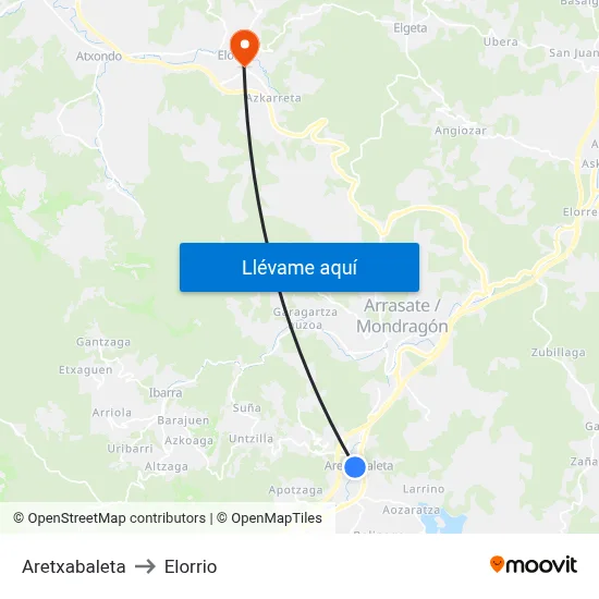Aretxabaleta to Elorrio map