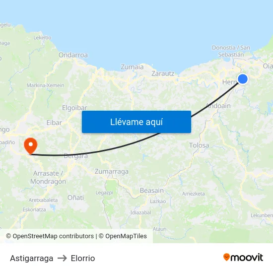 Astigarraga to Elorrio map