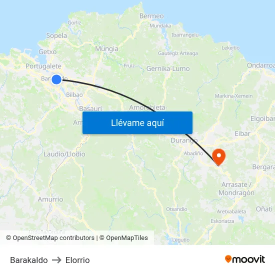 Barakaldo to Elorrio map